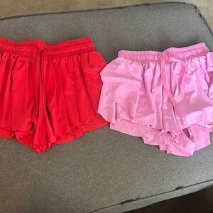 Red and Pink Athletic Shorts Set
